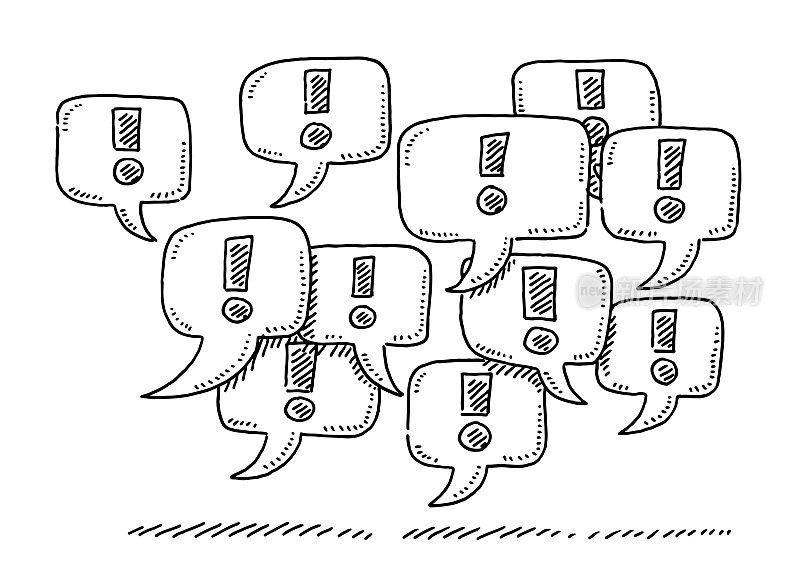 Group Of Speech Bubbles Exclamation Mark Symbol Drawing